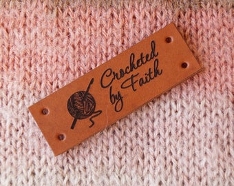 Leather tags, personalized leather labels, custom clothing labels, knitting tags, crochet labels, 25 pc