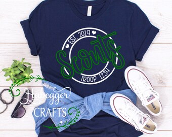 Girls Scouts Custom Bling Rhinestone T-Shirt with customized Troop number