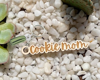 Cookie Mom Birch Keychain: Optional Tassel & Charm
