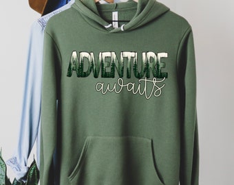 Adventure Awaits Hoodie: Unisex Cotton-Blend Hooded Sweatshirt