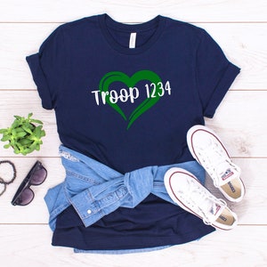 Heart With Troop Number Scout Troop Shirt