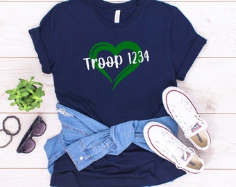 Heart With Troop Number Scout Troop Shirt
