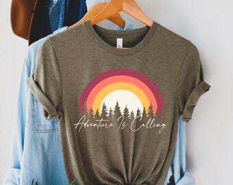 Adventure Is Calling Shirt: Camping Graphic Tee, Unisex Cotton Top