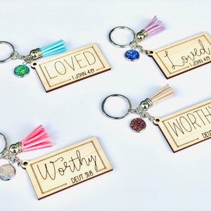 Bible Verse Keychain / Christian Keychain / Christian Gift / 1 John 4:19 / Deuteronomy 31.8