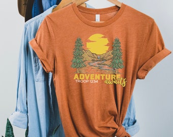 Adventure Awaits Camping Scene Troop Shirt