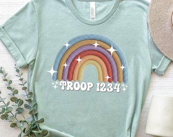 Rainbow With Stars Yarn Version Troop Shirt