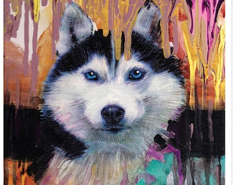 Husky Art Print - Dog Art - Dog Wall Art- Siberian Husky Art - dog painting print