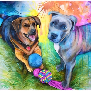 Retrato de mascota personalizado pintado a mano a partir de una foto, retrato de mascota en acuarela, regalo de Navidad, retrato de mascota personalizado conmemorativo