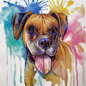 Pet Portrait from Photo – Hand-Painted Watercolor Custom Dog or Cat Art, Personalized Memorial Gift for Pet Loss, dog portrait from photo