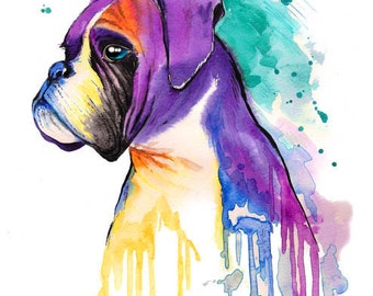 Custom Pet Portrait  Boxer Dog Watercolor Painting Custom pet portrait original watercolor painting pet portrait dog painting