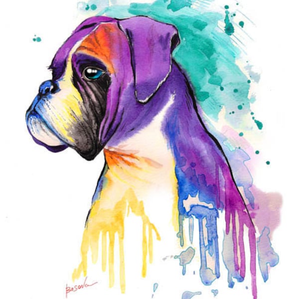 Custom Pet Portrait  Boxer Dog Watercolor Painting Custom pet portrait original watercolor painting pet portrait dog painting