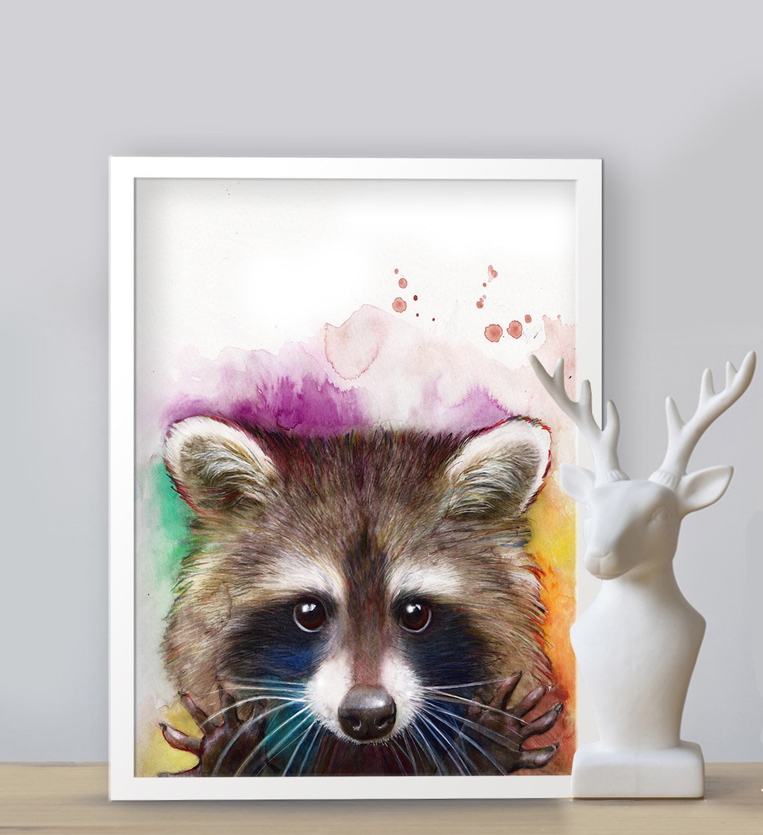 Raccoon Woodland Nursery Decor Raccoon Print Animal Print Etsy