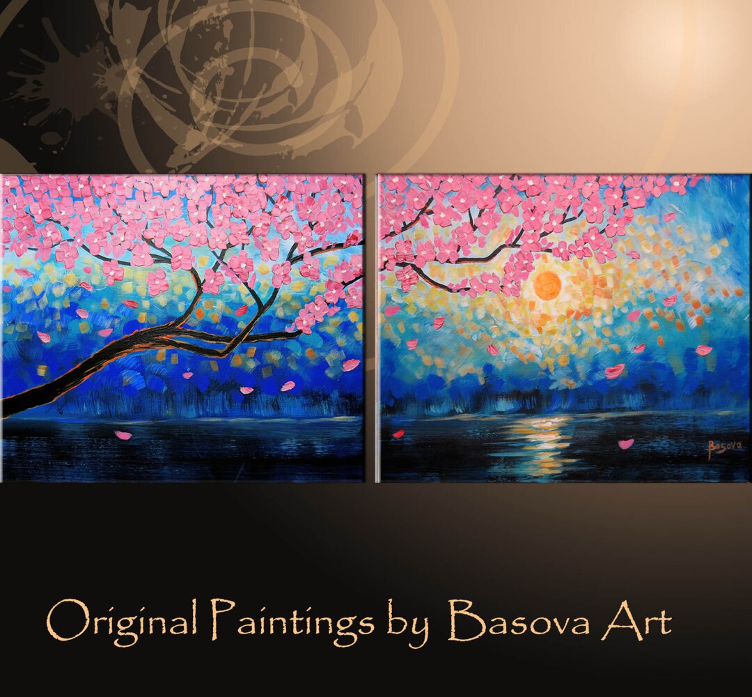 Cherry Blossom Canvas Art Canvas Painting Canvas Art Etsy