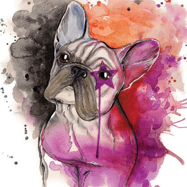 French bulldog Pet Portrait , custom pet portrait, dog portrait, pet portrait, french bulldog gifts pet portrait, dog painting