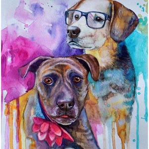 Original Watercolor Pet Portrait – Custom Dog or Cat Painting from Photo, Hand-Painted Pet Portrait, Pet Loss Gift, pet portrait from photo