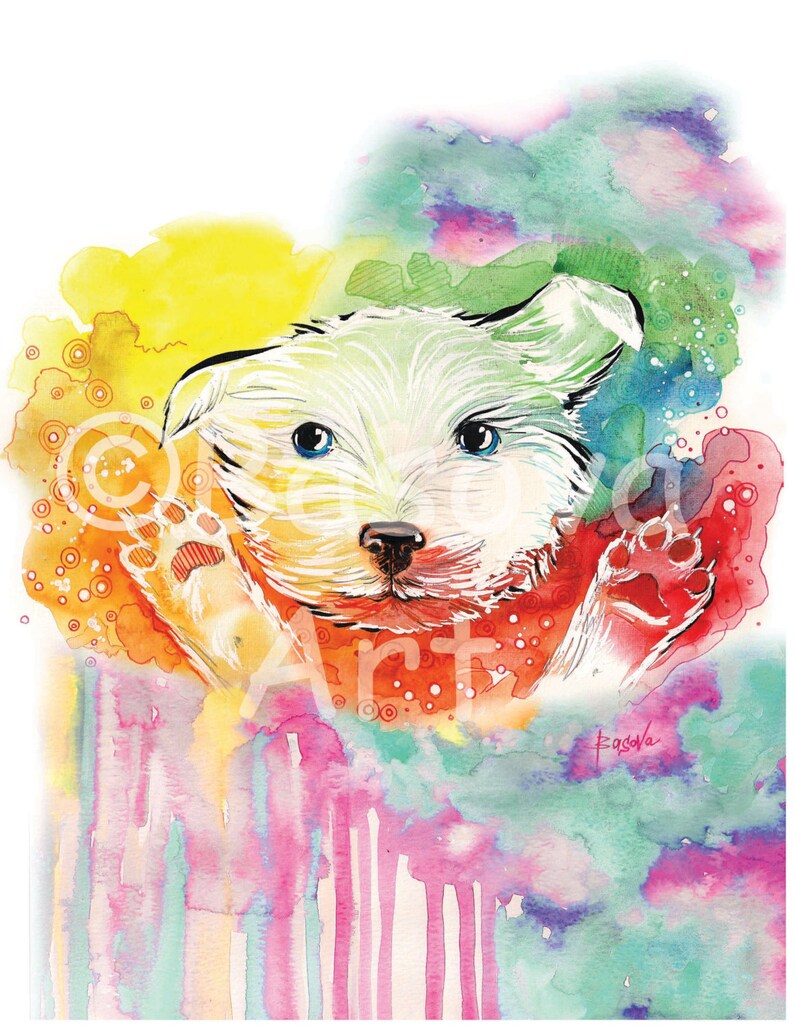 Nursery Decor Westie Dog Watercolor Print Nursery Wall Art Etsy