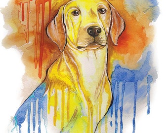 Golden retriever WATERCOLOR Print , labrador retriever dog art , watercolor poster from original watercolor painting