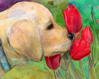 Golden Retriever Dog art , labrador retriever, watercolor print, golden retriever art, watercolor painting