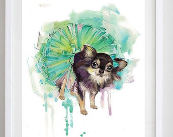 Chihuahua  Fine Art Print 8x10 Dog Print _ Baby Birthday Gift _ Whimsical Art _ Dog Art Print _ Modern Art