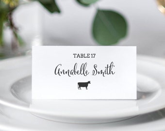 Printable Wedding Place Cards Template, Rustic Wedding Place Cards, Wedding Place Cards Calligraphy, Wedding Place Cards with Meal Choice