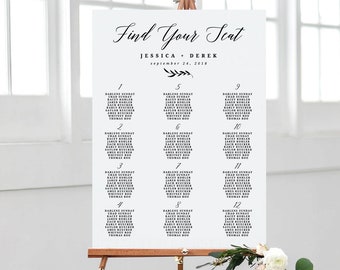 Wedding Seating Chart Template, Wedding Seating Chart Poster, Wedding Seating Chart Printable, Alphabetical, Find Your Seat, Seating Board