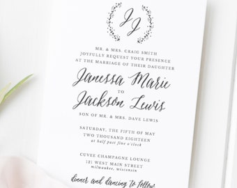 Wedding invitation template, wedding invitations, printable invitation, wedding invite, rustic wedding invites, 100% Editable in Templett