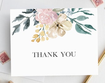 Thank You Cards for Baby Shower, Printable Baby Shower Thank You, A2 Folded, Instant Download, Floral Thank You Notes, Garden Baby Shower