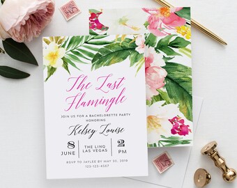 Tropical Bachelorette Party Invitation, The Last Flamingle, Beach Bachelorette Weekend Printable, 100% Editable Text in Templett