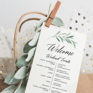 itinerary template, wedding itinerary, wedding timeline, itinerary, wedding welcome, printable itinerary, wedding schedule, welcome bag image 1