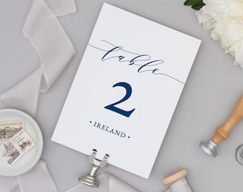 Wedding Table Numbers Printable, Table Numbers Template, Wedding Table Decor, 100% Color Editable in Templett | 5x7 and 4x6