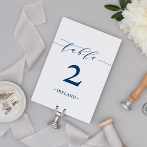 Wedding Table Numbers Printable, Table Numbers Template, Wedding Table Decor, 100% Color Editable in Templett 5x7 and 4x6 image 1