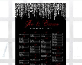 Wedding Seating Chart Poster, Wedding Seating Plan, Seating Chart Template, Wedding Sign, Elegant Wedding Seating Chart | Edit any color