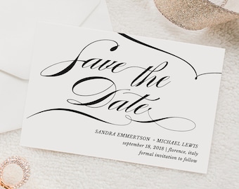 Save the Date Template, Save the Date Printable, Wedding Save the Date Card, Wedding Announcement, Editable in Templett