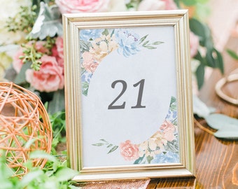 Vintage Floral Table Number Template, Printable Wedding Table Number, Garden Wedding Table | Edit in Templett