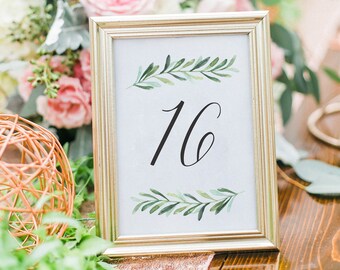 Greenery Table Numbers, Rustic Table Numbers, Wedding Table Numbers Printable, Table Numbers Template, Wedding Table Decor