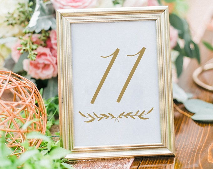 Gold Table Numbers, Printable Wedding Table Numbers, Table Numbers ...