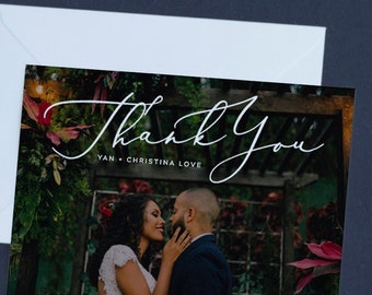 wedding thank you cards with photo, printable photo thank you cards, wedding thank you, editable in TEMPLETT, photo thank you card