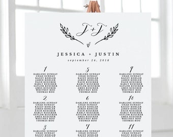 Rustic Wedding Seating Chart Template, Printable Seating Chart, Rustic Seating Arrangements | Editable in Templett