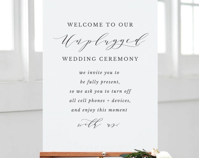 Printable Unplugged Wedding Sign, Unplugged Ceremony Sign, Unplugged ...