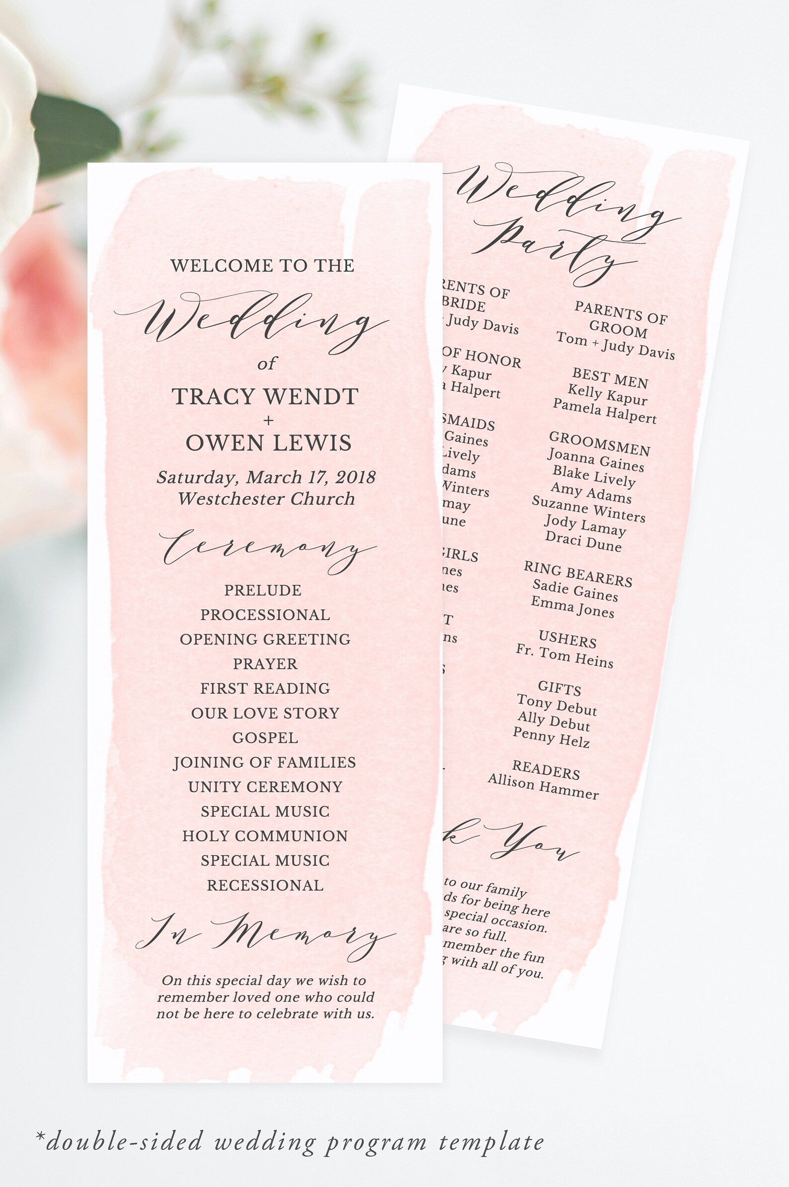 Blush Wedding Program Template Wedding Programs Ceremony Etsy