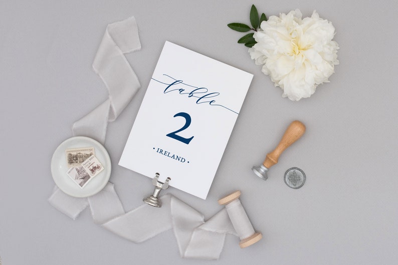 Wedding Table Numbers Printable, Table Numbers Template, Wedding Table Decor, 100% Color Editable in Templett 5x7 and 4x6 image 1