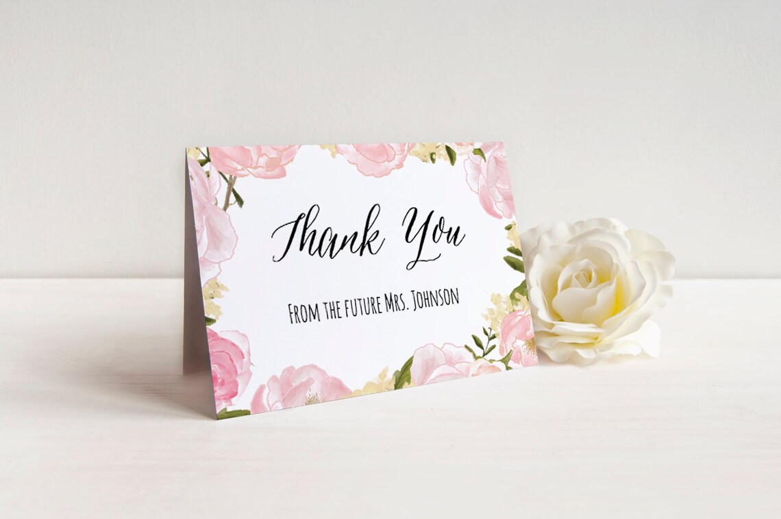 Printable Bridal Shower Thank You Cards Wedding Thank You | Etsy