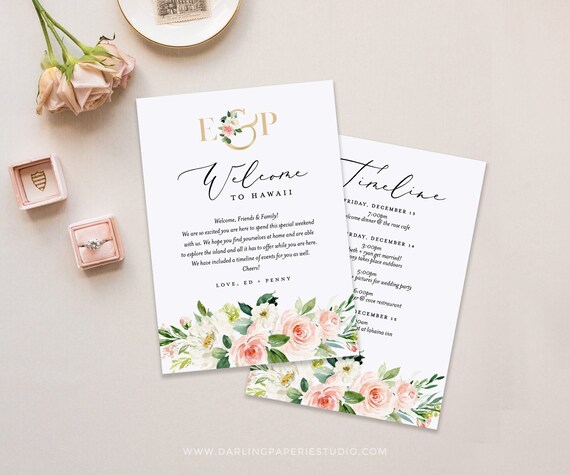Printable Wedding Itinerary Template Wedding Weekend Etsy