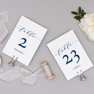 Wedding Table Numbers Printable, Table Numbers Template, Wedding Table Decor, 100% Color Editable in Templett 5x7 and 4x6 image 2