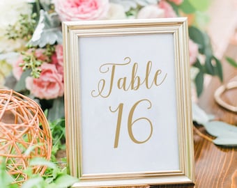Antique Gold Wedding Table Numbers, Printable Wedding Table Numbers, Vintage Wedding Decor, Gold Table Number Cards, Edit text to any color