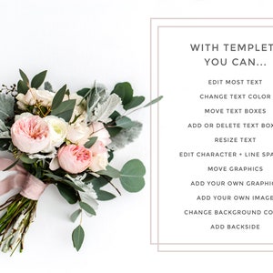 Floral Bridal Shower Invitation Printable, Bridal Shower Template, Instant Download, Pink Bridal Shower, Editable in Templett image 5