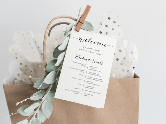 Printable Wedding Itinerary Template Wedding Weekend Etsy