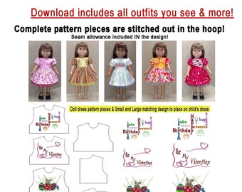 18&quot; Doll Celebration - fits American Girl #D016 ............... In The Hoop Embroidery .......................DIGITAL DOWNLOAD ONLY
