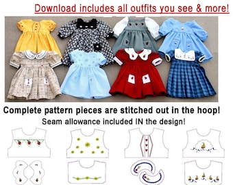18&quot; Doll Dresses - fits American Girl....#D001 ......In The Hoop Embroidery .....................DIGITAL DOWNLOAD ONLY