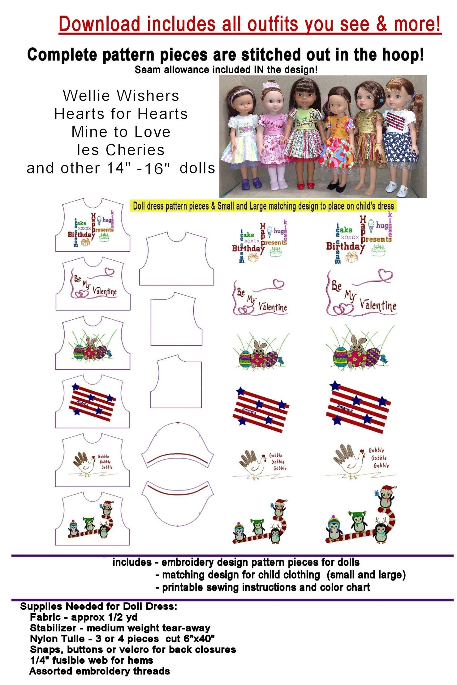 16" Doll Celebration - Fits 14" - 16" Dolls #D017 ............... in ...